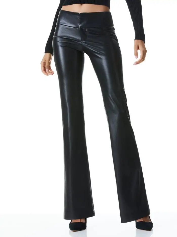 OLIVIA VEGAN LEATHER BOOTCUT PANT